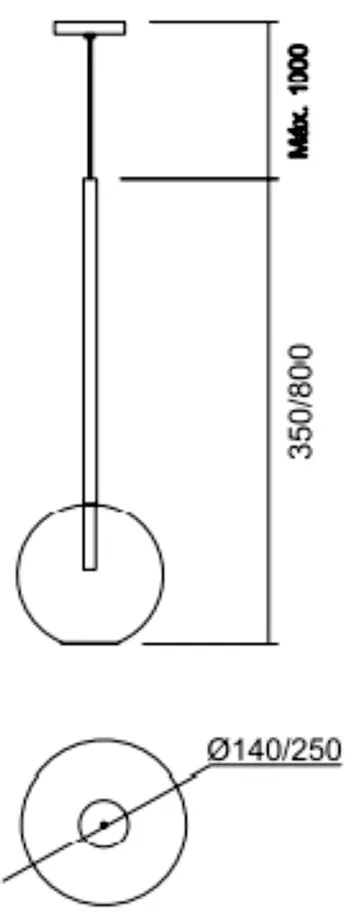 Pendente Ball Ø14X35Cm 1Xg9 Haste 20Cm / Metal E Globo Ø14Cm | Usina 1... (ESC-V - Escovado, AMBAR)