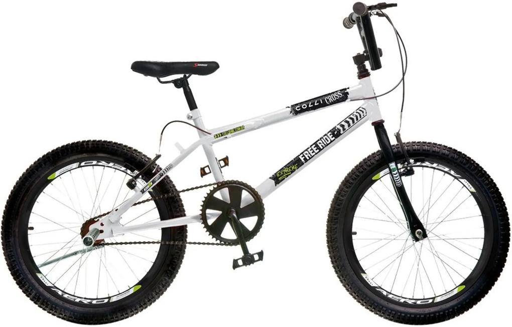 Bicicleta Infantil de Passeio Aro 20 Freio V-Brake Cross Extreme Quadro 12 Aço Branco - Colli Bike