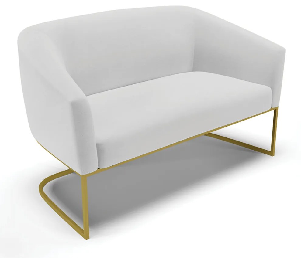 Sofá 2 Lugares Namoradeira Industrial Dourado Stella Linho D03 - D'Rossi - A05 Cinza