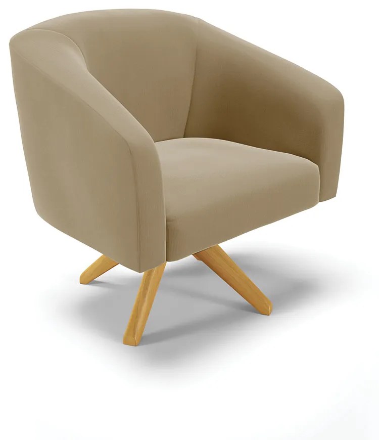 Poltrona Decorativa Giratória MA30 Kit 2 Stella Suede Marrom Rato D03 - D'Rossi