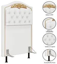 Cabeceira Cama Box Solteiro 90cm com Tachas Imperial J02 Sintético Bra