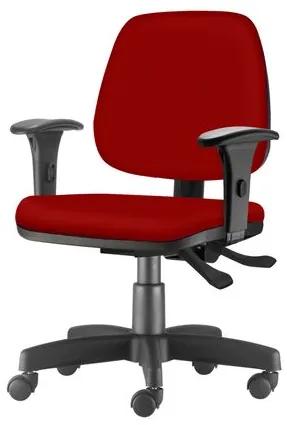 Cadeira Job com Bracos Assento Courino Vermelho Base Rodizio Metalico Preto - 54599 Sun House