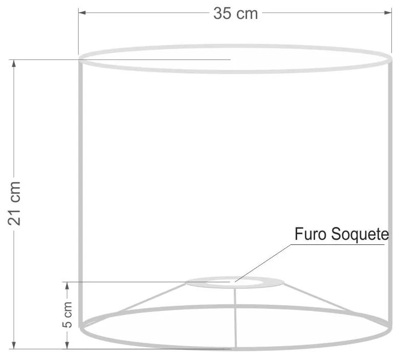 Cúpula abajur e luminária cilíndrica vivare cp-8014 Ø35x21cm - bocal europeu - Rustico-Bege