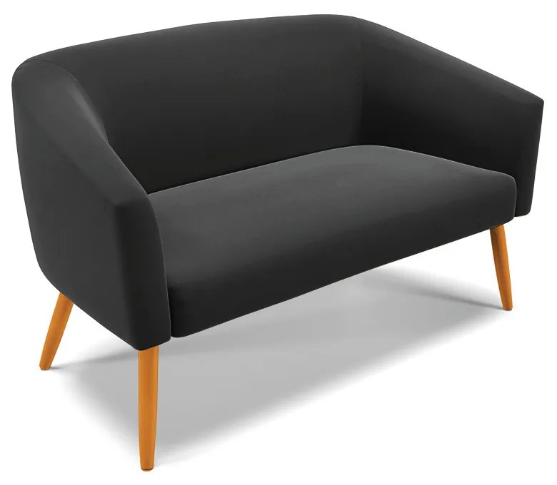 Namoradeira e 2 Poltronas Pé Palito Castanho Stella Suede Preto D03 - D'Rossi
