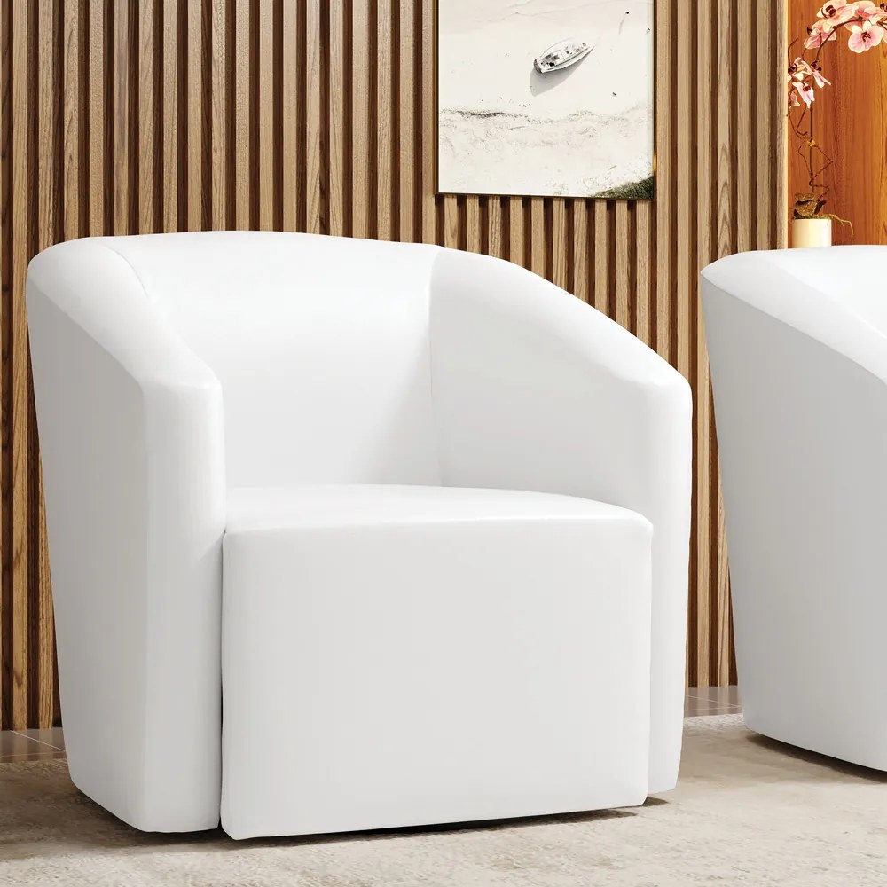 Poltrona Decorativa Base Giratória Stella Max Sintético PU Branco D03 - D'Rossi