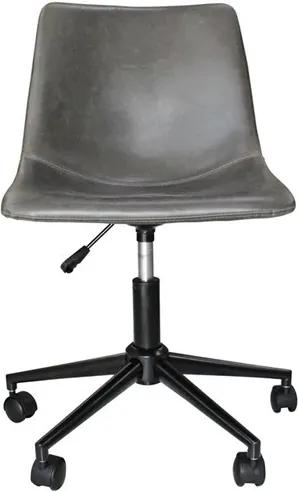 Cadeira Monaghan Giratória Cinza em Metal e Couro Ecológico