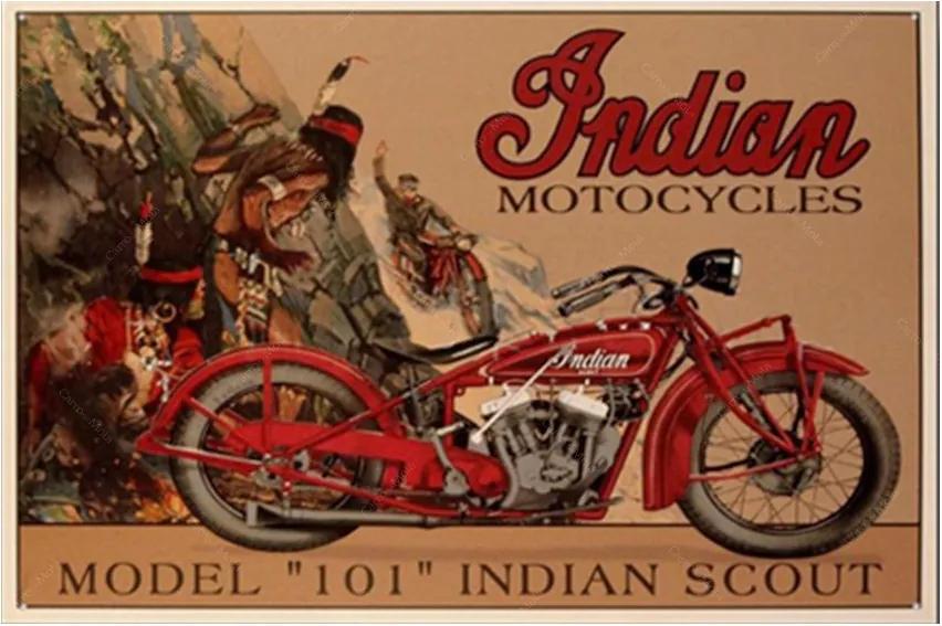 Placa Decorativa Indian Scout Model 101 Média em Metal - 30x20 cm