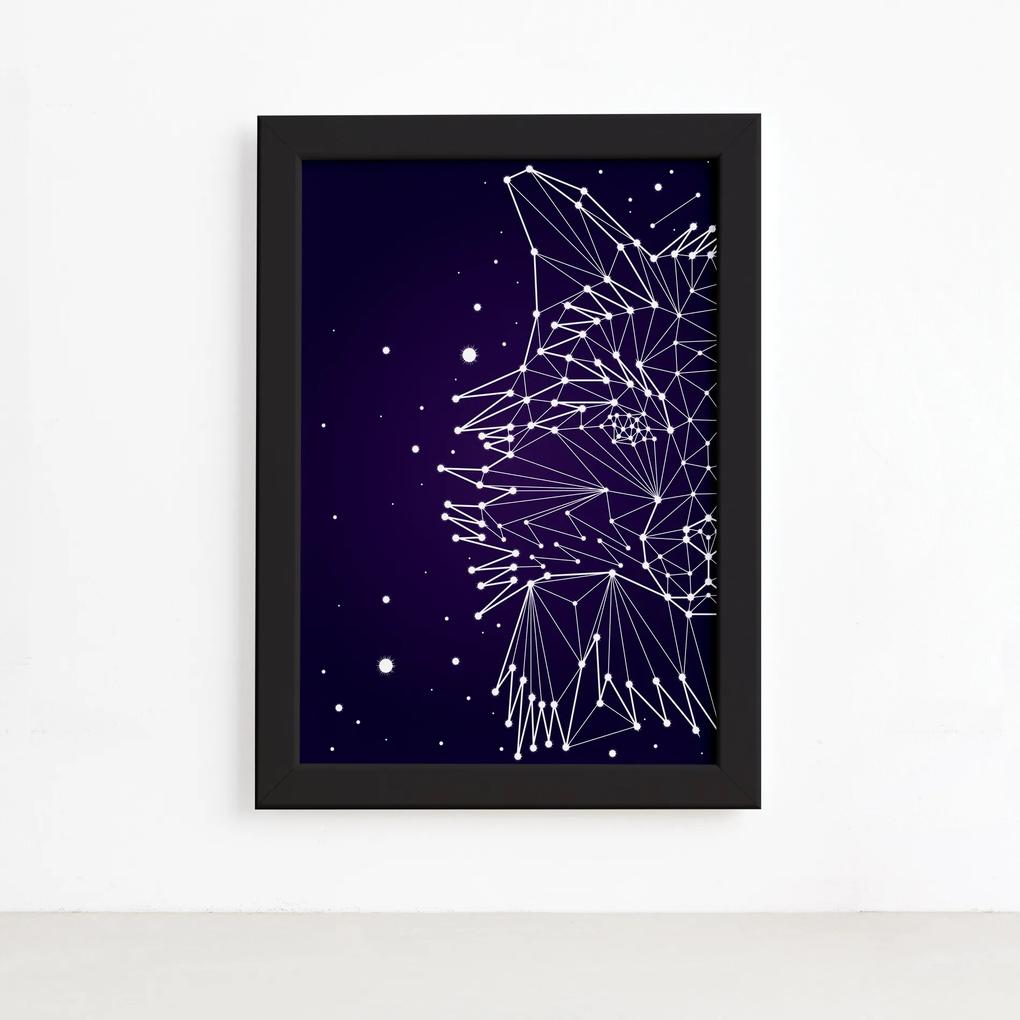 Quadro Constelação Lobo Moldura Preta 22x32cm