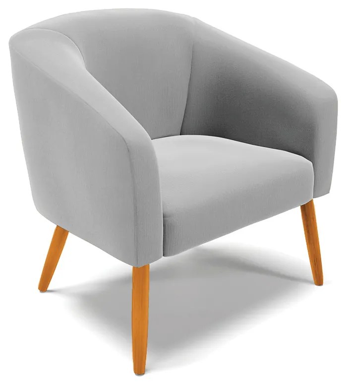 Poltrona Decorativa Pé Palito Castanho kit 2 Stella Suede Cinza D03 - D'Rossi
