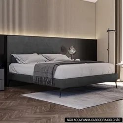 Cama Casal King 199cm Pés Metálicos Elisa S05 Veludo Preto - Mpozenato