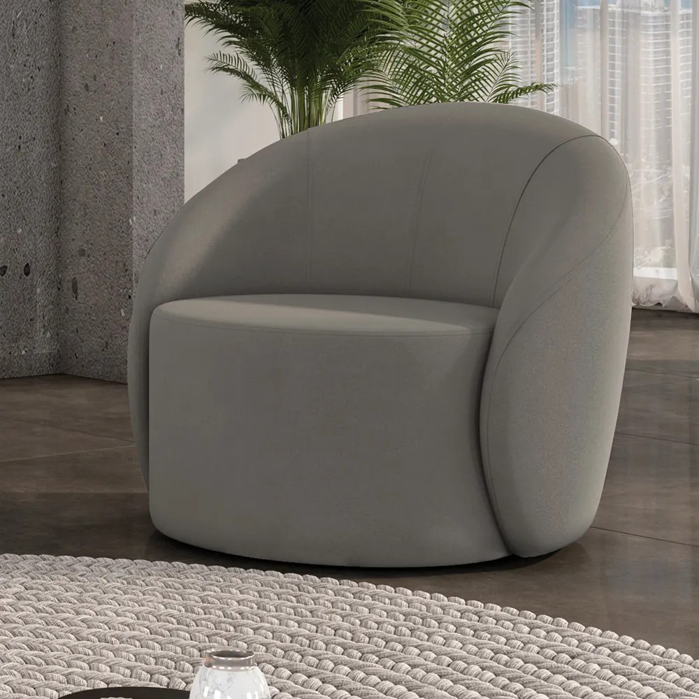 Poltrona Decorativa Orgânica Giratória Lua Suede Grafite D03 - D'Rossi