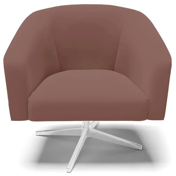 Poltrona Decorativa Giratória Cromada Kit 2 Stella Veludo Rosê D03 - D'Rossi