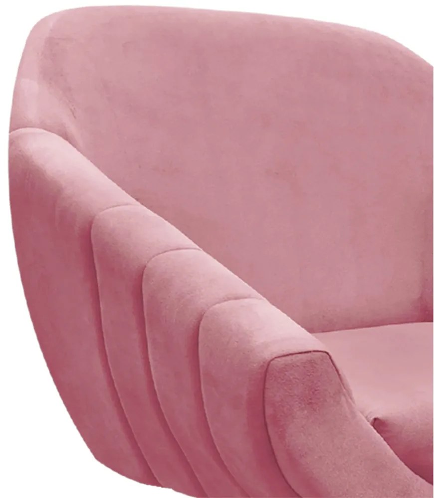 Poltrona Giratória Giovana Suede Rose Base Madeira MM30 D'Rossi