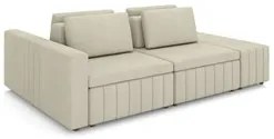 Sofá Ilha e Puff Sala Living 245cm Siesta M22 Linho Areia      - Mpoze