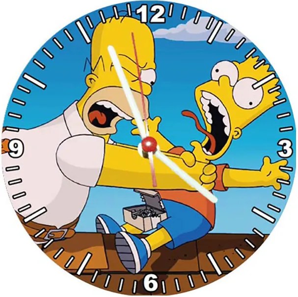 Relógio Decorativo Simpsons Homer e Bart no Telhado