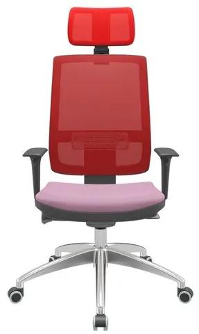 Cadeira Office Brizza Tela Vermelha Com Encosto Assento Vinil Lilás Autocompensador 126cm - 63102 Sun House