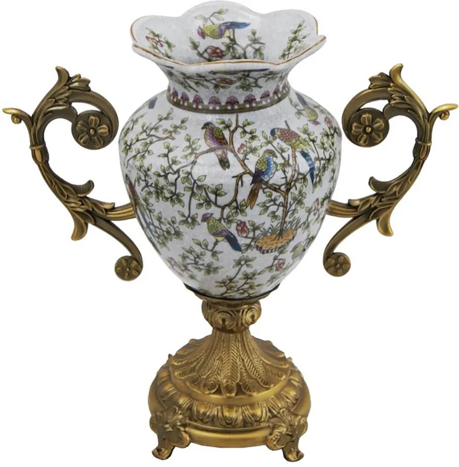 Vaso em Porcelana Detalhes em Metal Detalhes Florido 35 x 33
