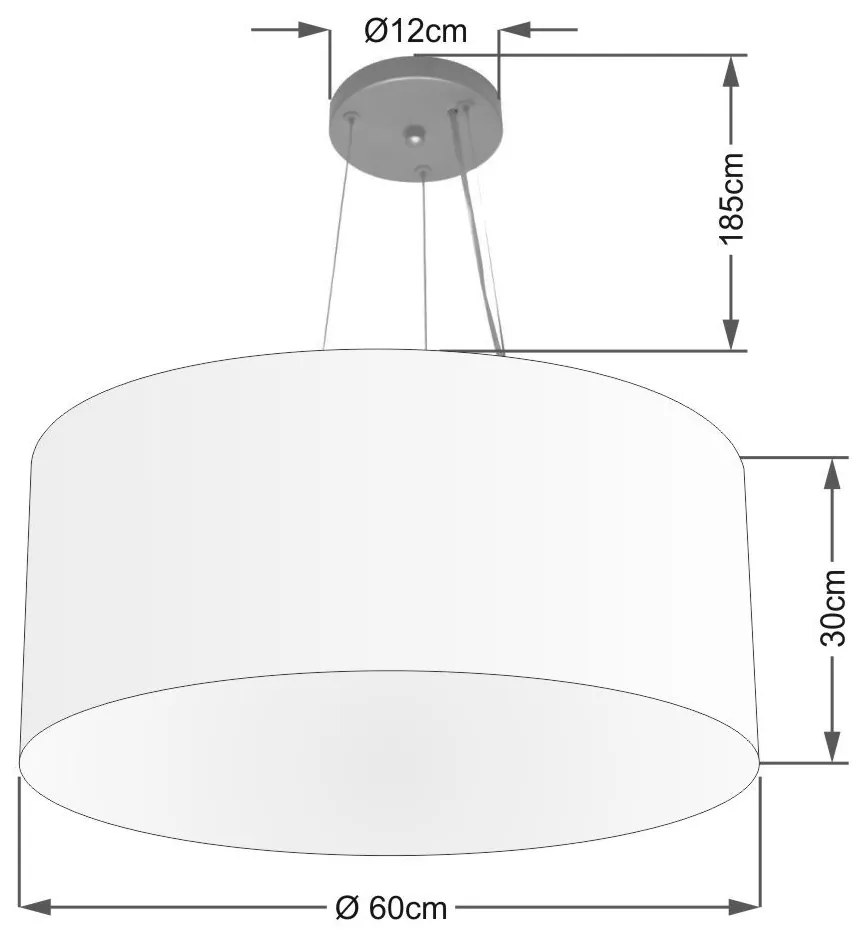 Lustre Pendente Cilíndrico Vivare Md-4074 Cúpula em Tecido 60x30cm - Bivolt