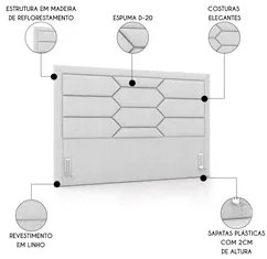 Cabeceira Cama Box Casal Queen 160cm Texas P02 Linho Cinza Claro - Mpo