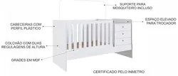 Berço Mini Cama Multifuncional Certificado pelo Inmetro BB680 Branco -