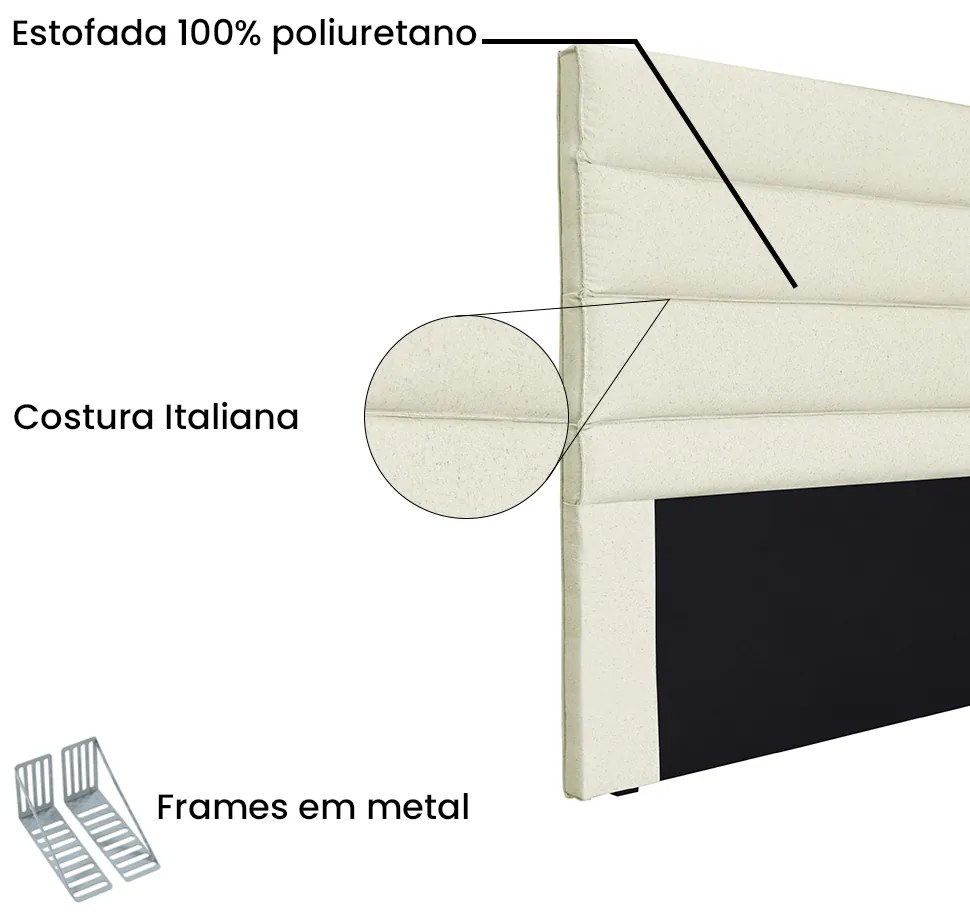 Cabeceira Cama Box Solteiro 90 cm Arles Linho Natural S04 - D'Rossi