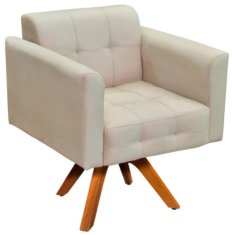Poltrona Decorativa Giratória MM30 Elisa Sintético Bege D03 - D'Rossi