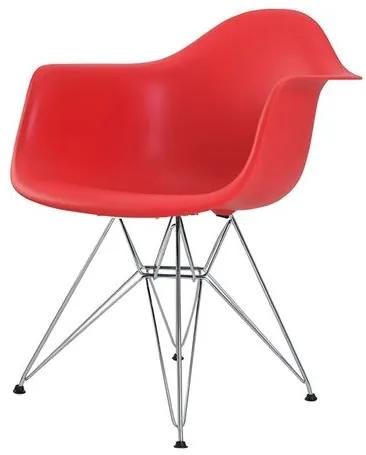 Cadeira Eames Eiffel com Braco Polipropileno cor Vermelho Base Cromada - 44924 Sun House