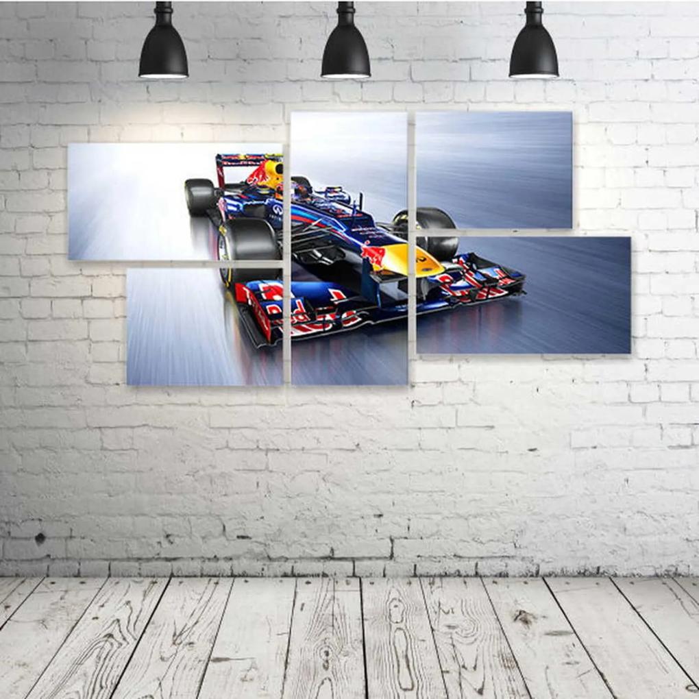Quadro Decorativo - Formula-1-Red-Bull-Rb8-Race-Car - Composto de 5 Quadros