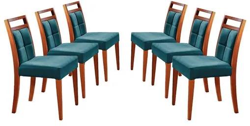 Kit 6 Cadeiras de Jantar Estofada Esmeralda em Veludo Resim