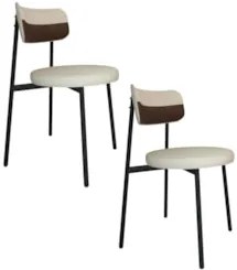 Cadeira de Jantar Estofada Kit 2 Nyka M25 Linho Areia/Marrom - Mpozena