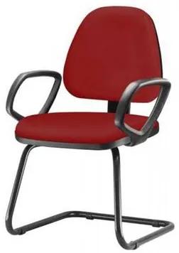 Cadeira Sky com Bracos Fixos Assento Courino Vermelho Base Fixa Preta - 54828 Sun House