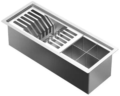 Canal Organizador de Cozinha Docol 45cm em Aço Inox com 2 Módulos