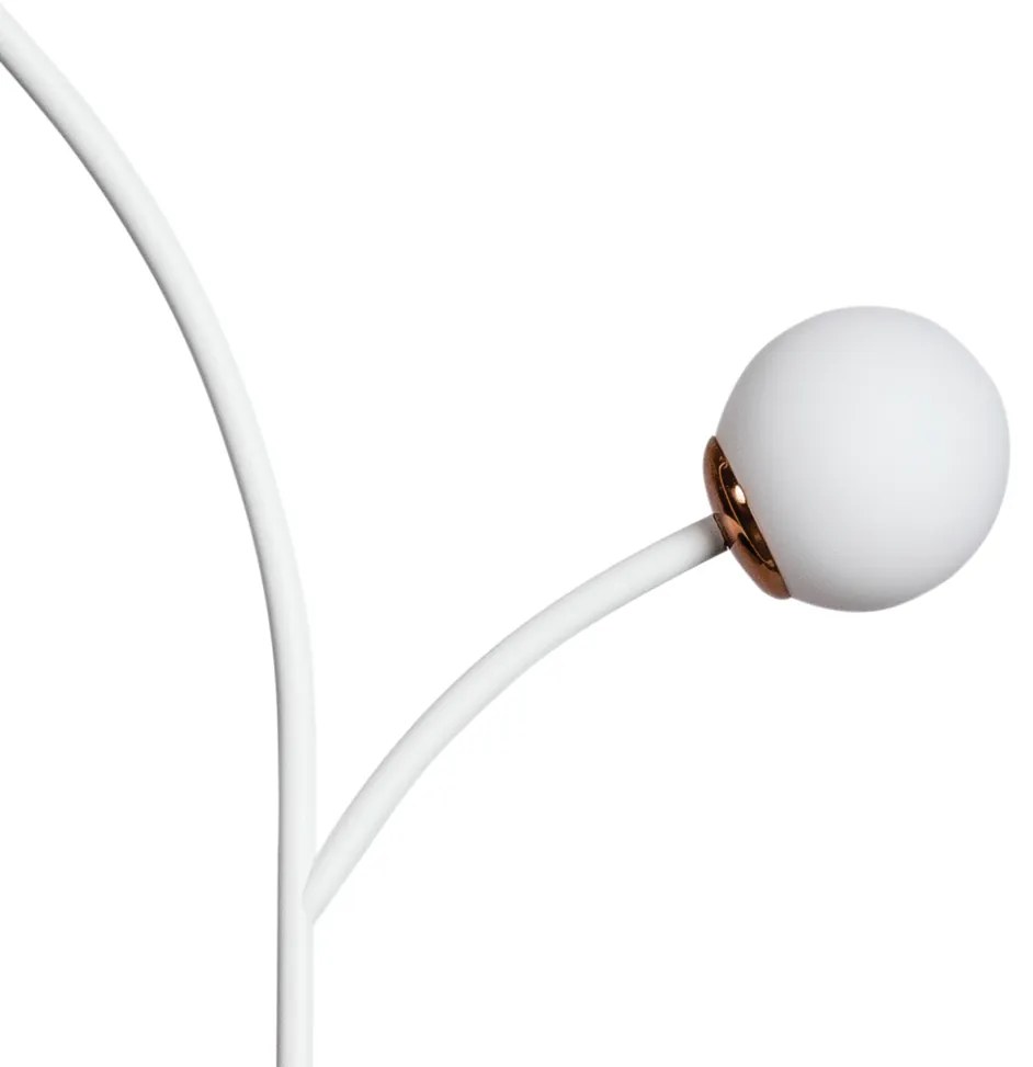 Luminaria De Chão Zucca Ø24,5X161Cm 2Xg9 / Globo Ø12Cm / Coluna | Usin... (BT / CB-PV - Branco Texturizado / Cobre Brilho Polido Verniz, FOSCO)