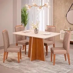 Mesa de Jantar Vanda 120cm Com 4 Cadeiras Yasmin D04 Freijó/Veludo Kra