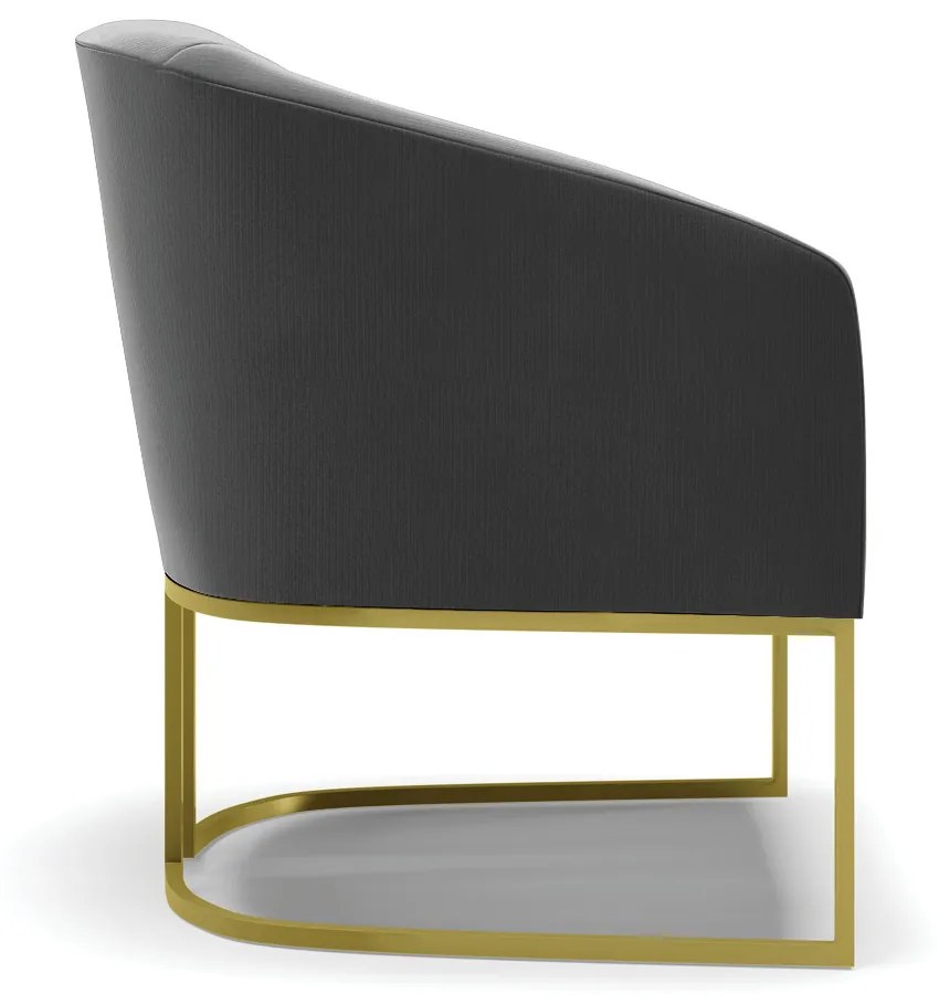 Poltrona Decorativa Industrial Dourado kit 2 Stella Suede D03 - D'Rossi - Preto