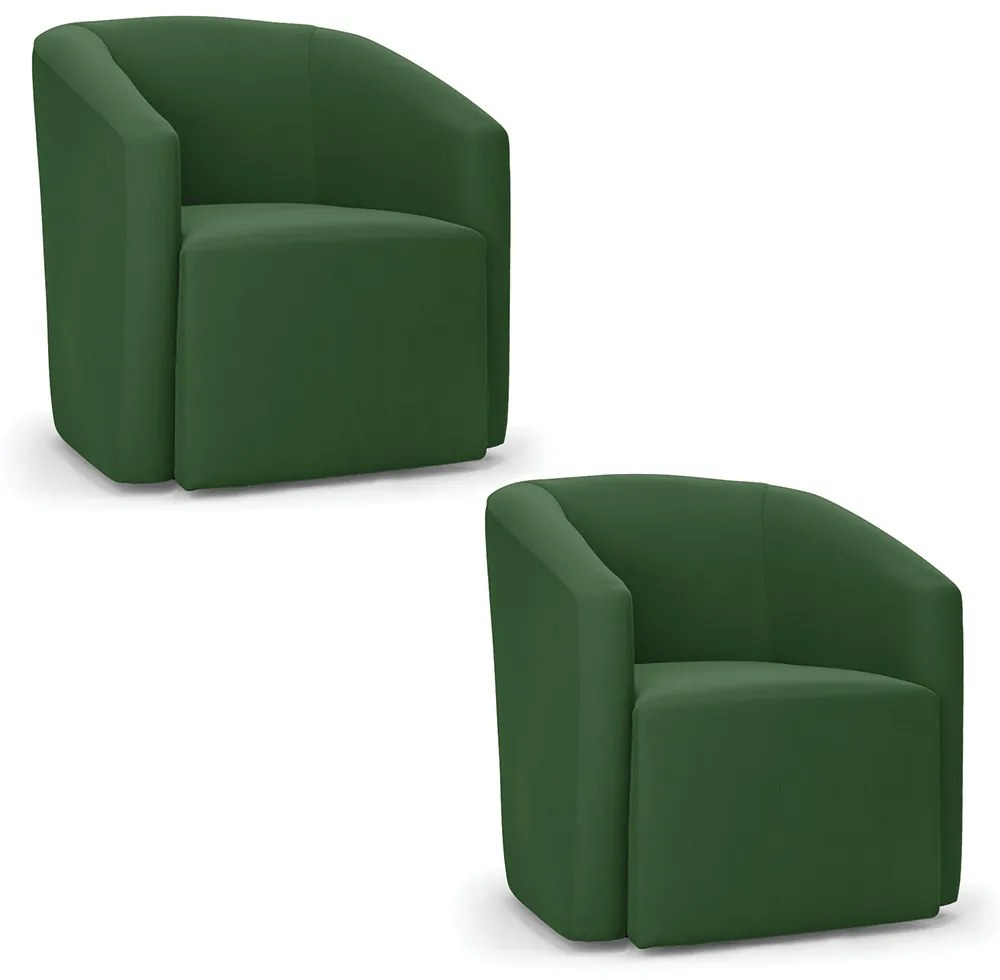 Poltrona Decorativa Orgânica Kit 2 Stella Max Suede D03 - D'Rossi - Verde