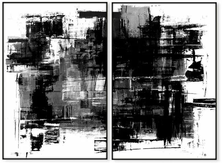 Conjunto de Quadros Abstrato Preto e Branco