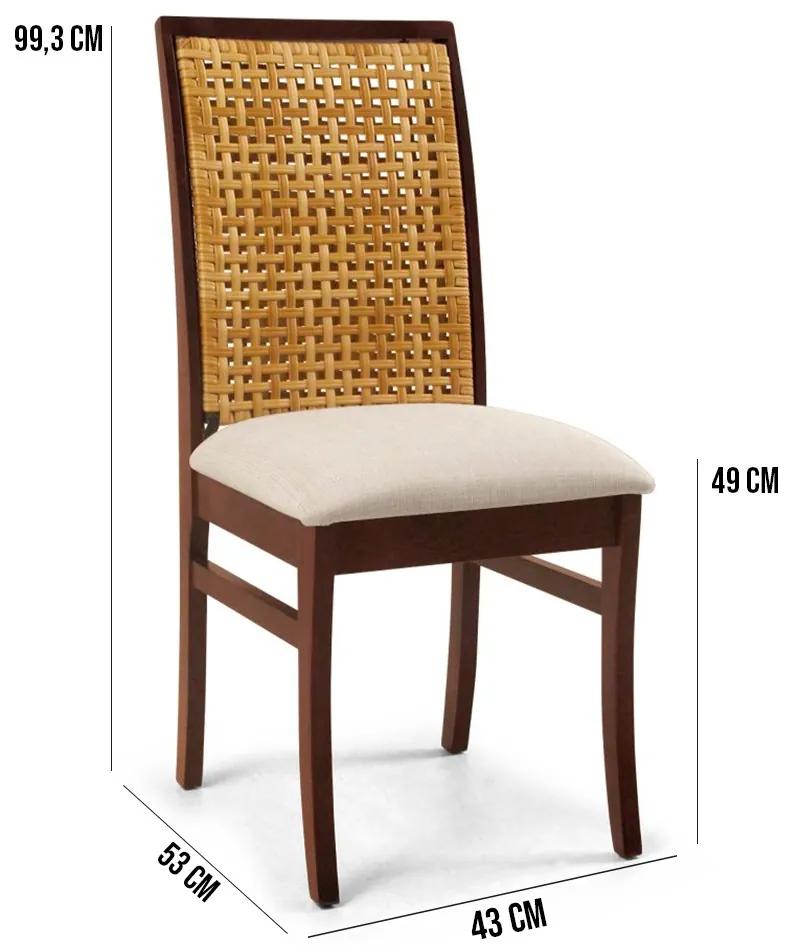 Kit 06 Cadeiras Para Sala de Jantar Cozinha Latina Canela Linho Rústico Bege G04 - Gran Belo