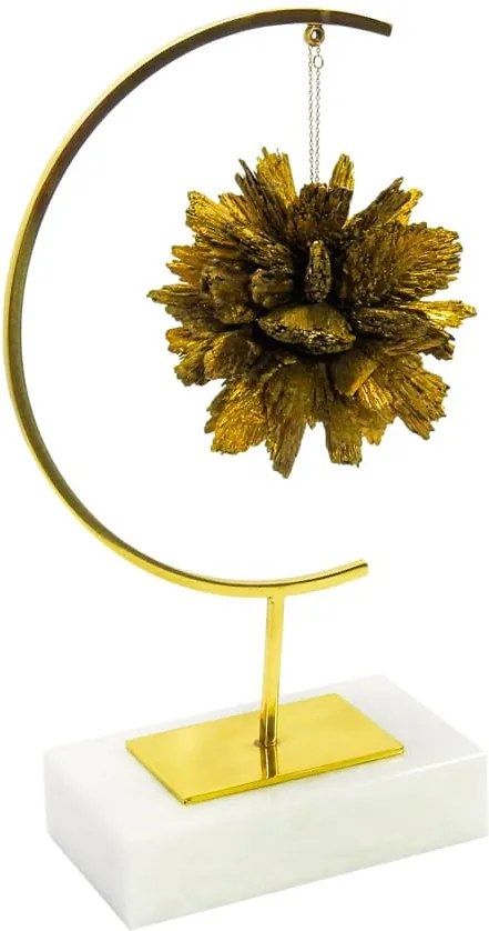Escultura Decorativa em Metal Dourado e Base de Mármore - 36x16x9cm