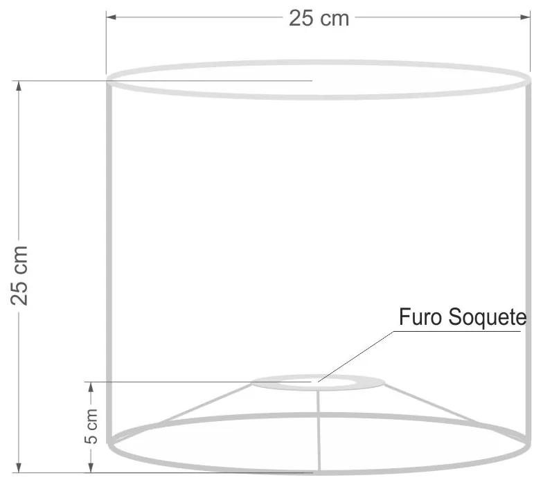 Cúpula abajur e luminária cilíndrica vivare cp-8010 Ø25x25cm - bocal europeu - Preto