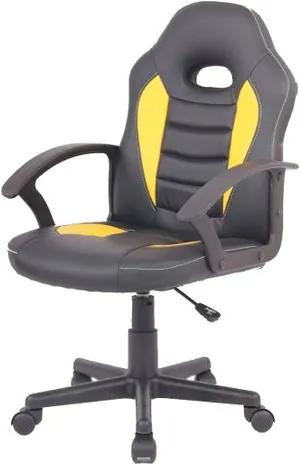 Cadeira Office Player INFANTIL em Courino Preto e Amarelo - 53536 Sun House