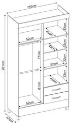 Guarda Roupa 4 Portas 2 Gavetas Astro D02 Ebano Touch - Mpozenato