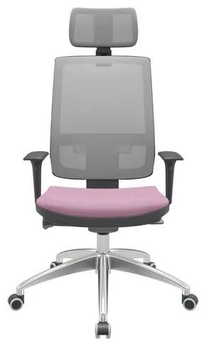 Cadeira Office Brizza Tela Cinza Com Encosto Assento Vinil Lilas Autocompensador 126cm - 63243 Sun House