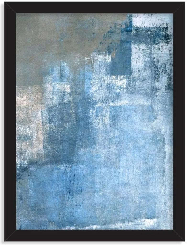 Quadro Decorativo Abstrato Textura Azul Preto - Médio