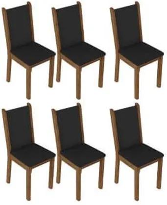 Kit 6 Cadeiras 4291 Madesa Rustic/Preto Cor:Rustic/Preto