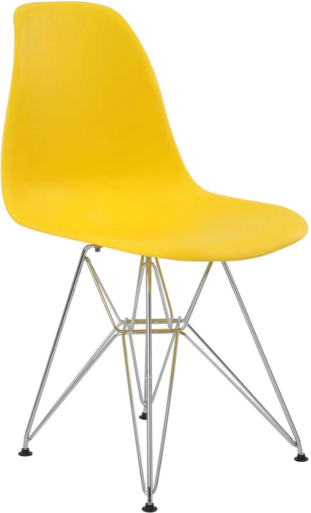 Cadeira Eiffel Sem Br Amarelo Base Cromada Rivatti