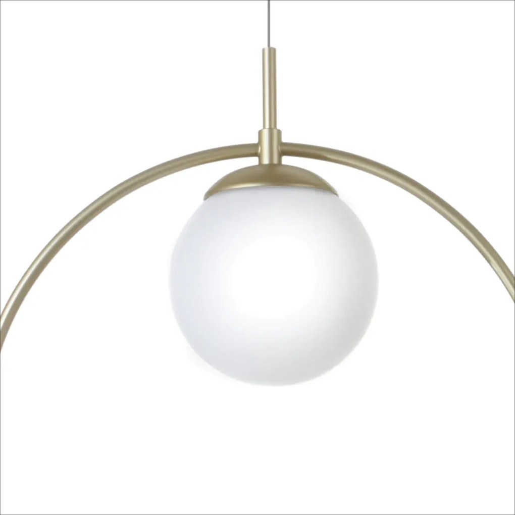 Pendente Cerchio 50,5X12X38Cm Metal Alumínio E Globo Ø12Cm 01Xg9 - Old... (BRANCO / DOURADO BRILHO)