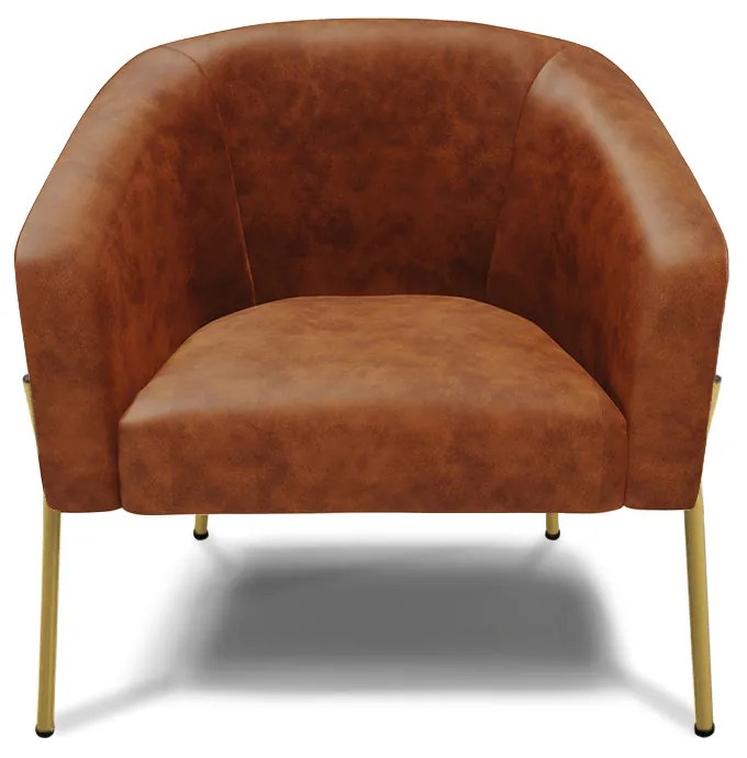 Poltrona Decorativa Pé de Ferro Dourado Stella Sintético PU D03 - D'Rossi - Nozes