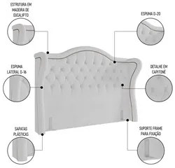 Cabeceira Cama Box Casal King 195cm Antibes P02 Boucle Branco - Mpozen