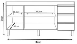 Balcão Gabinete Para Pia 150cm Sem Tampo 3 Portas Karen P14 Branco - M